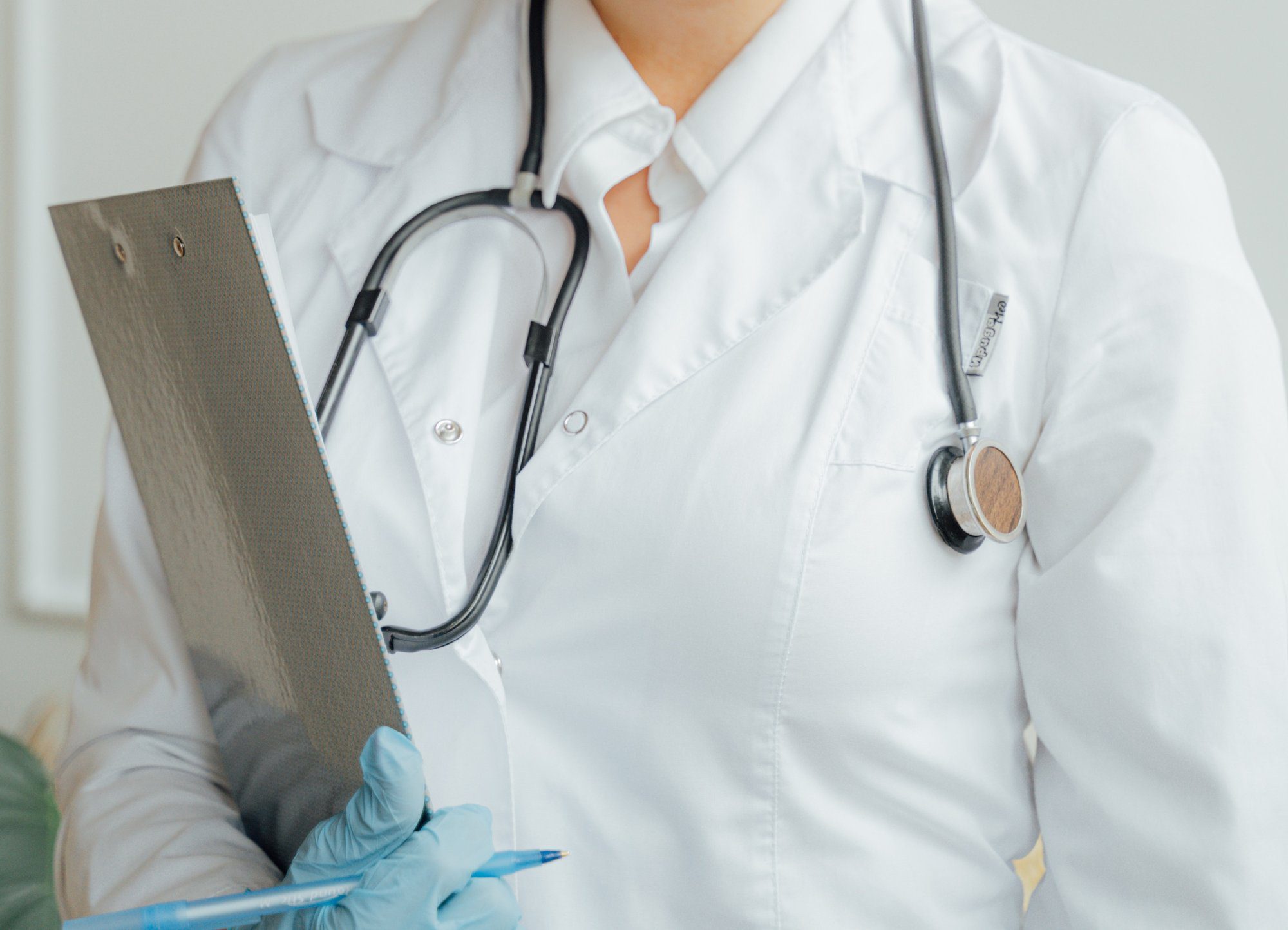 close up of doctor wearing medical equipment